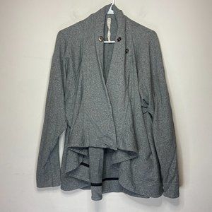 Lululemon Women 6 Thats a Wrap Jacket Drape Front Gray Snap Long Sleeve Stretch